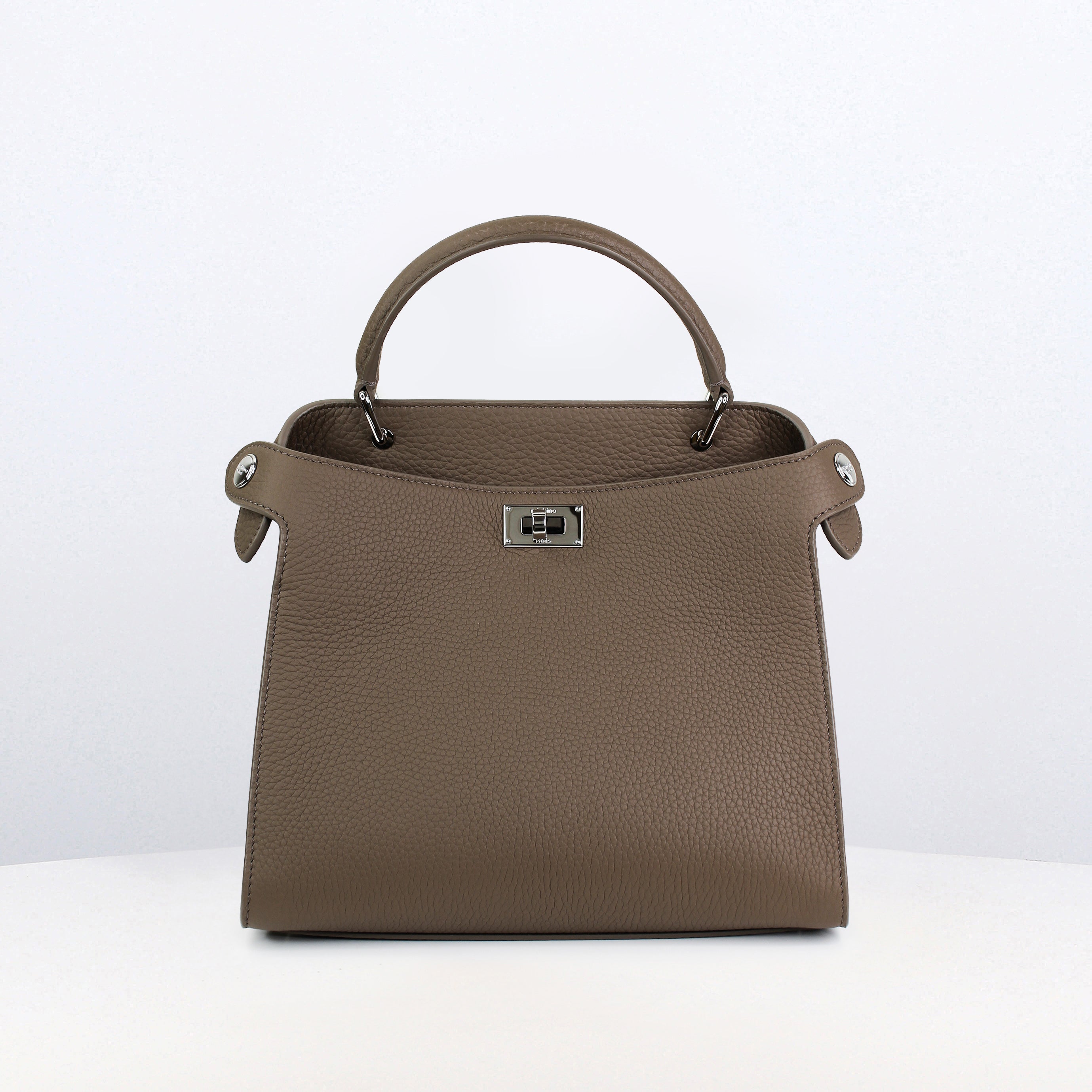 LEATHER HANDBAG LUTECE MINI TAUPE