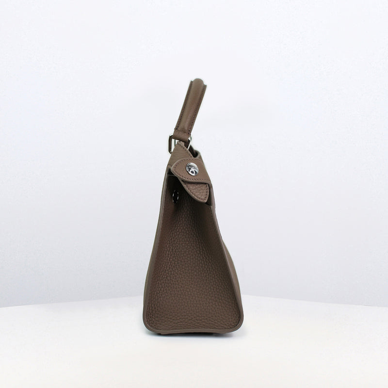 LEATHER HANDBAG LUTECE MINI TAUPE