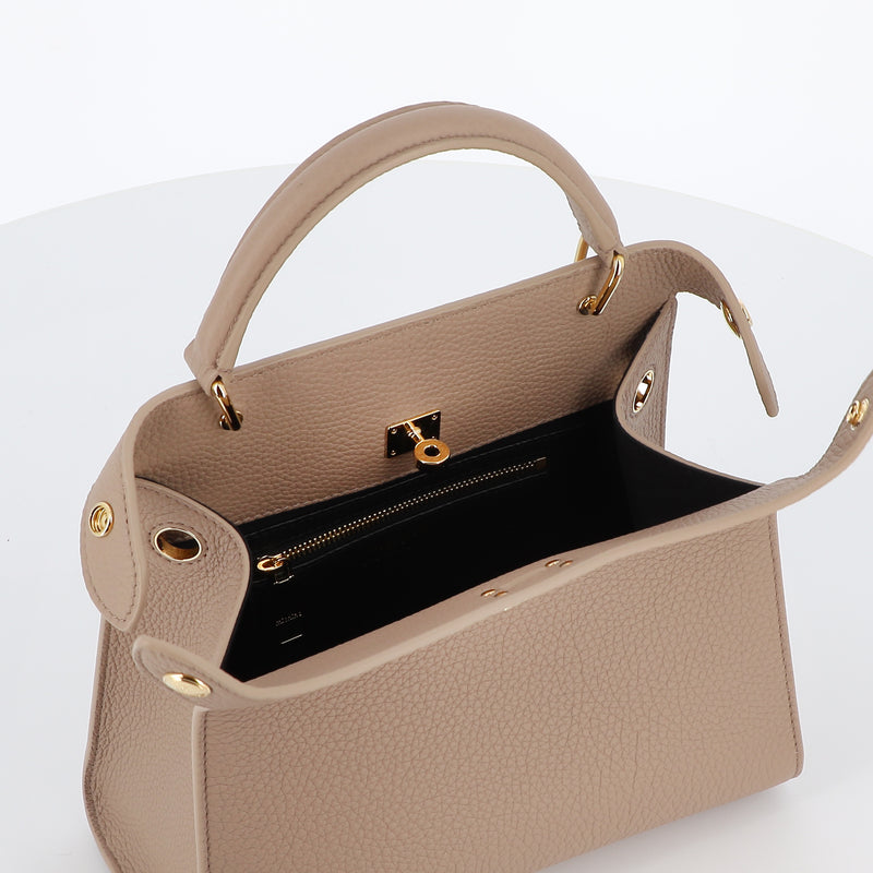 LUTECE MINI TOURTERELLE LEATHER HANDBAG WITH GOLD HARDWARE