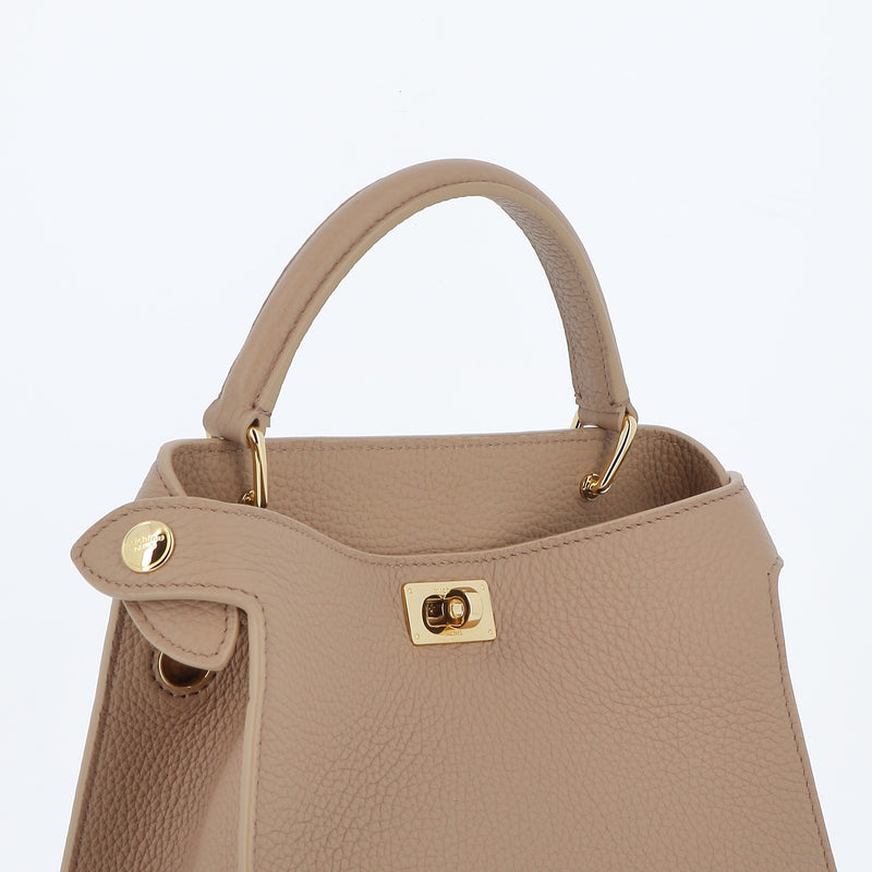 LUTECE MINI TOURTERELLE LEATHER HANDBAG WITH GOLD HARDWARE