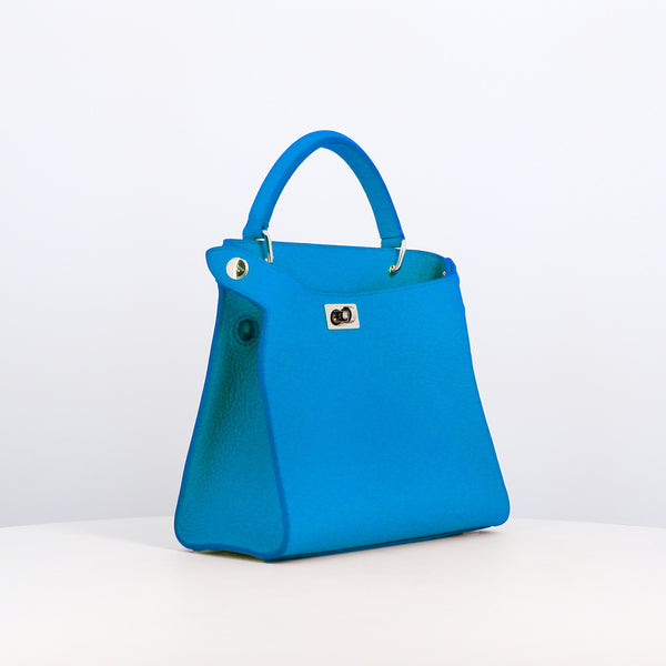 LEATHER HANDBAG LUTECE MINI TRANSAT BLUE