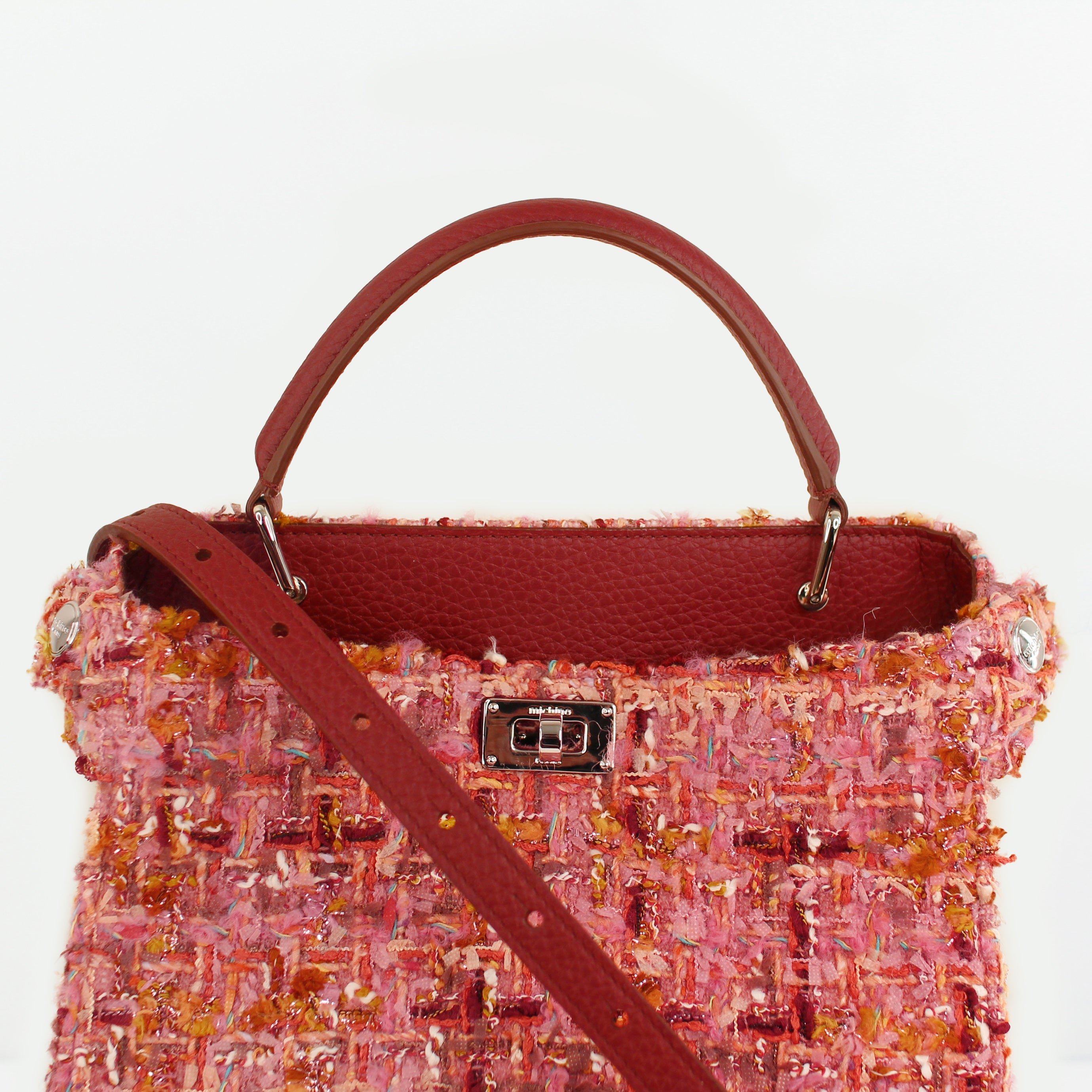 SAC À MAIN EN CUIR LUTECE MINI TWEED ROSE