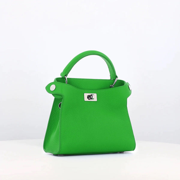 LEATHER HANDBAG LUTECE NANO GREEN BAMBOO