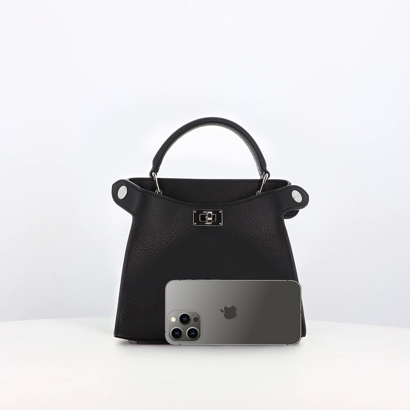 LEATHER HANDBAG LUTECE NANO BLACK