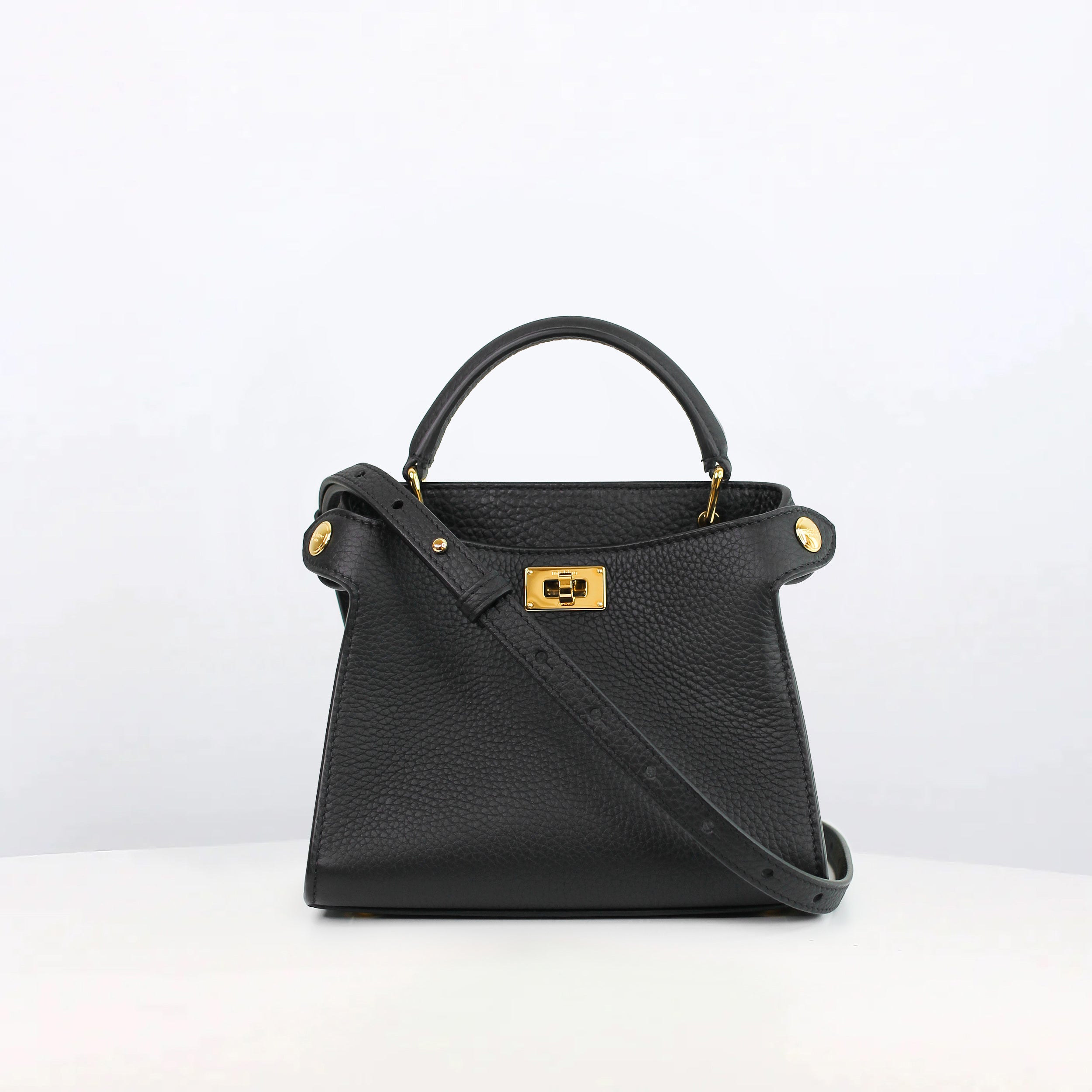 LEATHER HANDBAG LUTECE NANO BLACK GOLD HARWARE