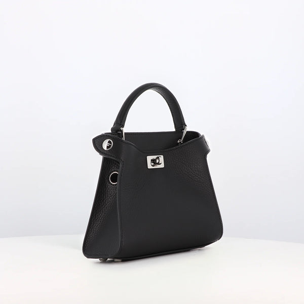 LEATHER HANDBAG LUTECE NANO BLACK