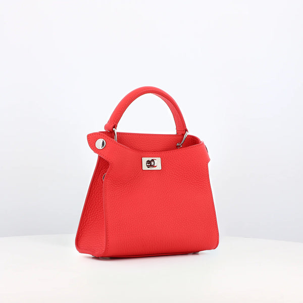LEATHER HANDBAG LUTECE NANO GERANIUM