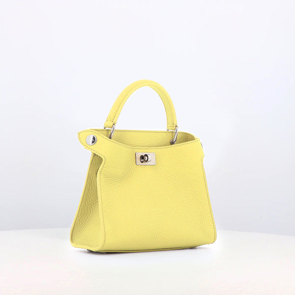 LEATHER HANDBAG LUTECE NANO PASTEL YELLOW