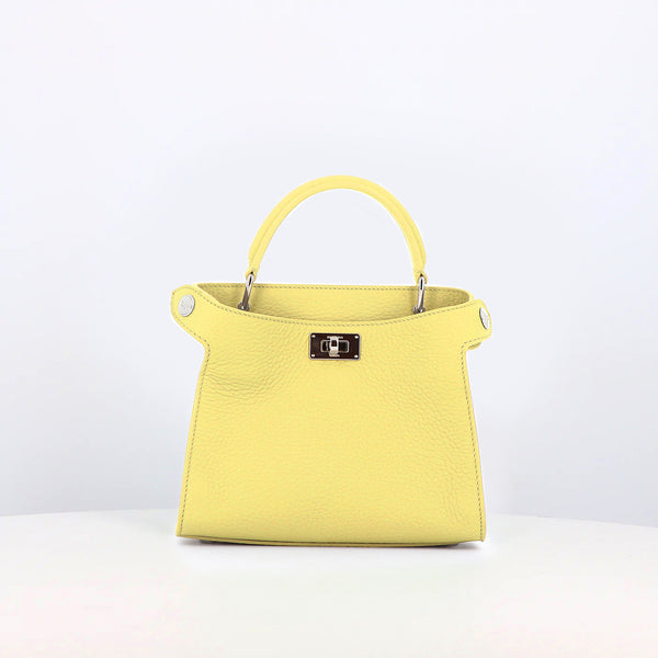 LEATHER HANDBAG LUTECE NANO PASTEL YELLOW