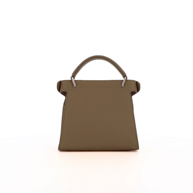 LEATHER HANDBAG LUTECE NANO TAUPE