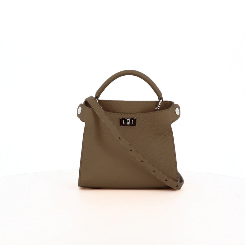 LEATHER HANDBAG LUTECE NANO TAUPE