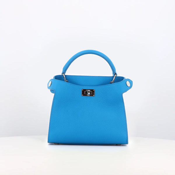 LEATHER HANDBAG LUTECE NANO TRANSAT BLUE