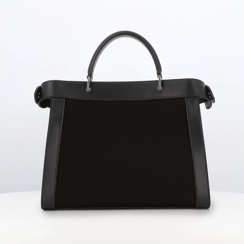 SAC À MAIN LUTECE PM EN CUIR ET TOILE NOIRE