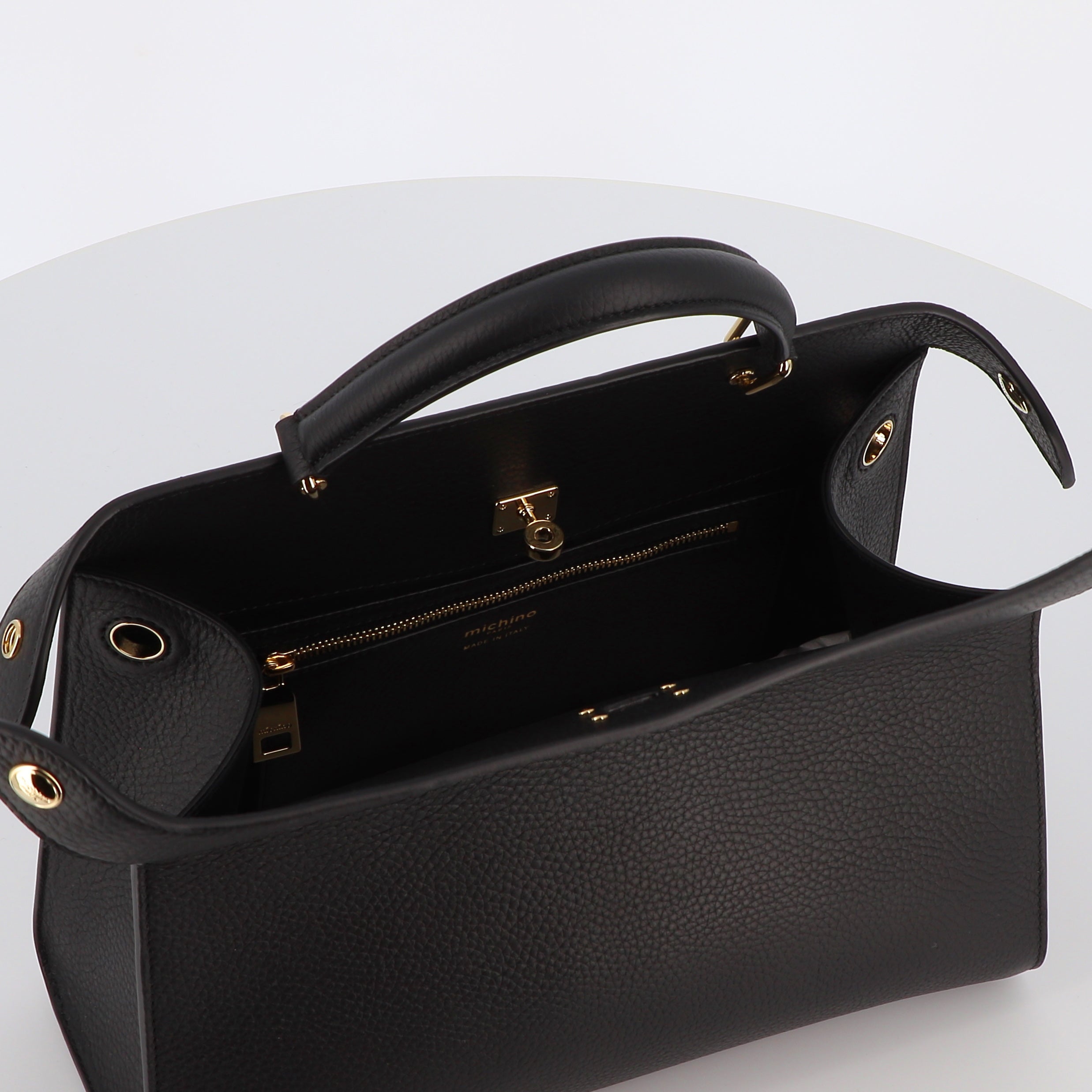 SAC À MAIN EN CUIR LUTECE PM NOIR FINITIONS DORÉES