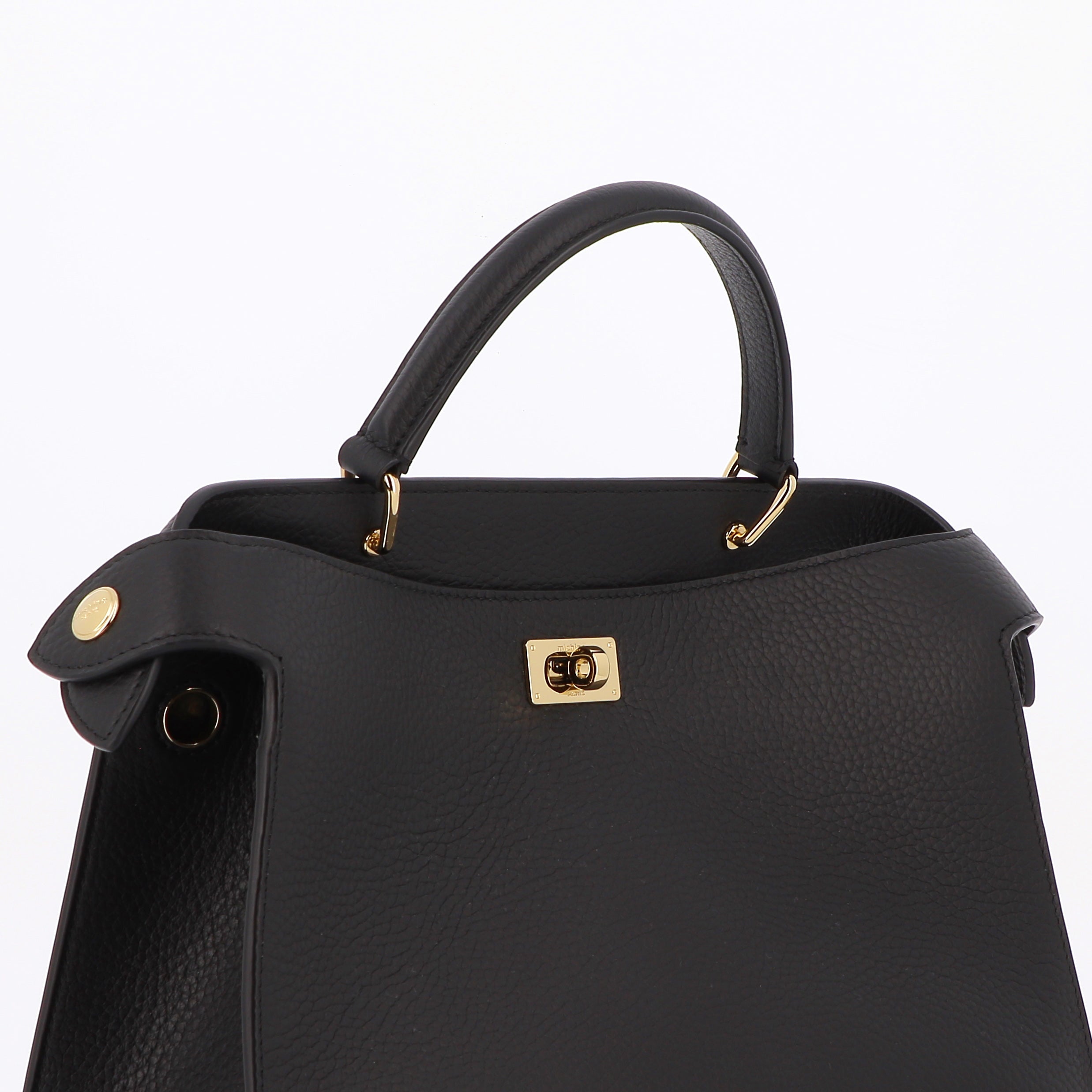 SAC À MAIN EN CUIR LUTECE PM NOIR FINITIONS DORÉES