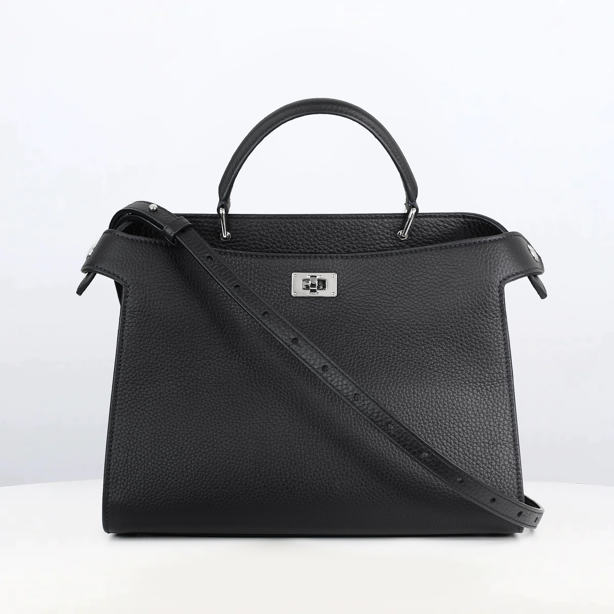 LEATHER HANDBAG LUTECE PM BLACK