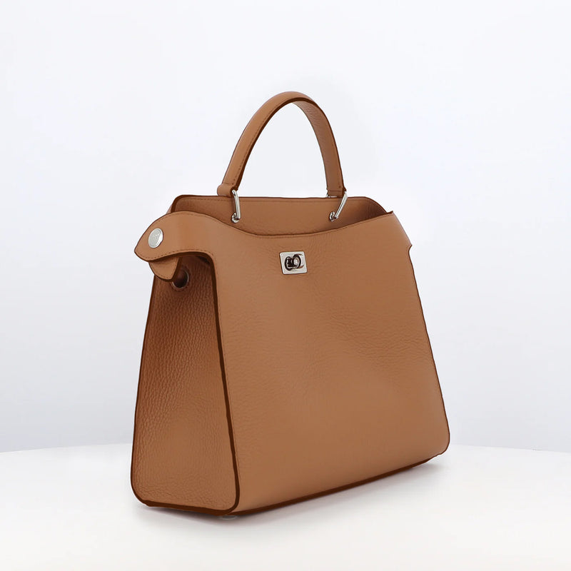 LEATHER HANDBAG LUTECE PM CAMEL