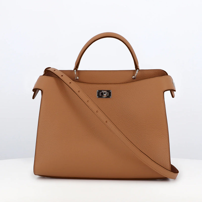 LEATHER HANDBAG LUTECE PM CAMEL