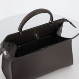 LEATHER HANDBAG LUTECE PM CHARCOAL GREY