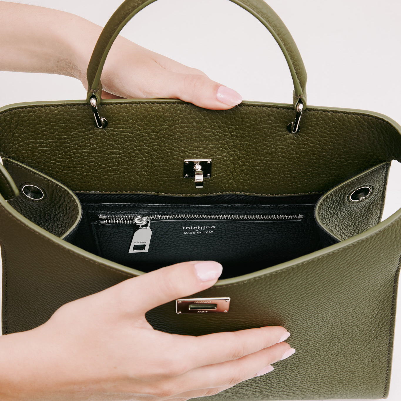 SAC À MAIN EN CUIR LUTECE PM KAKI