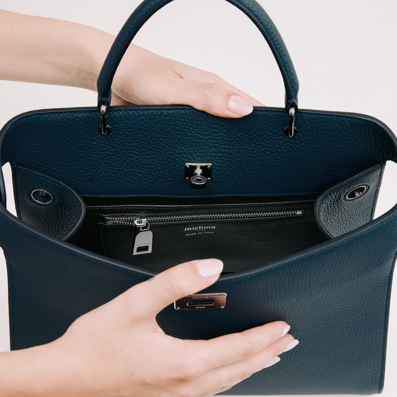 SAC À MAIN EN CUIR LUTECE PM BLEU MARINE