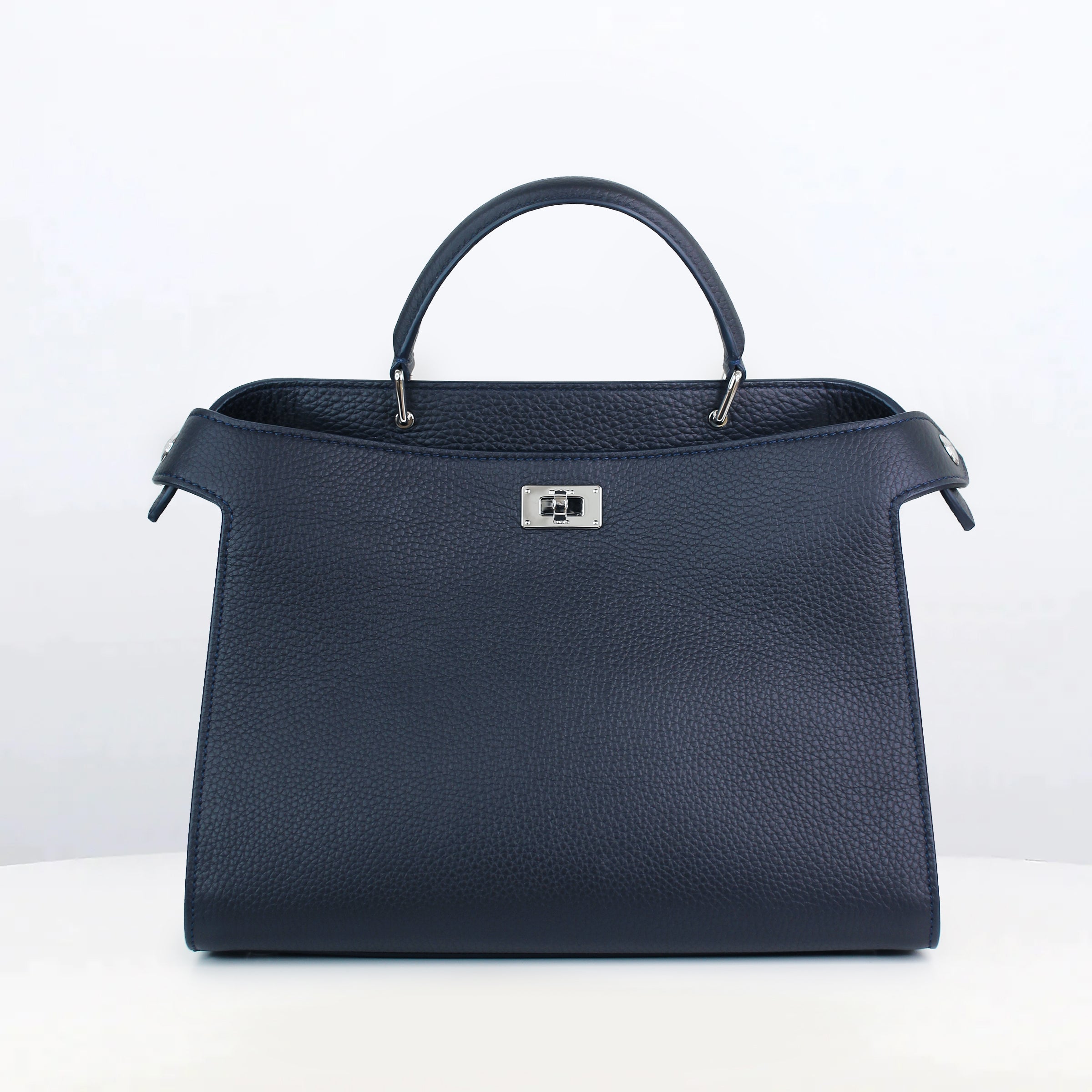 LEATHER HANDBAG LUTECE PM NAVY