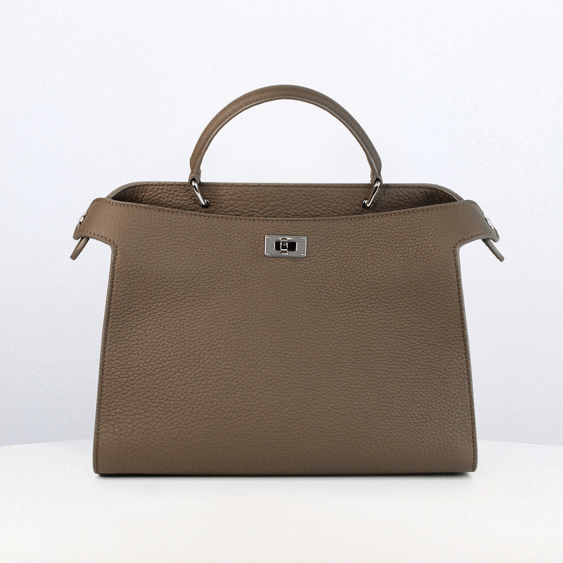 LEATHER HANDBAG LUTECE PM TAUPE