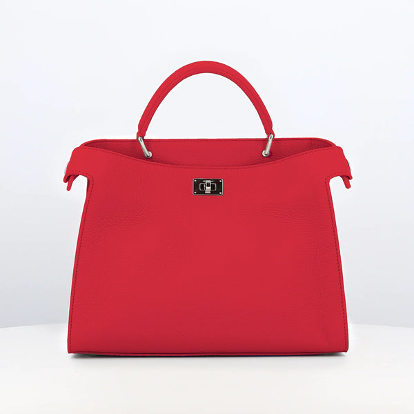 LEATHER HANDBAG LUTECE PM GERANIUM