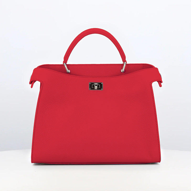 LEATHER HANDBAG LUTECE PM GERANIUM