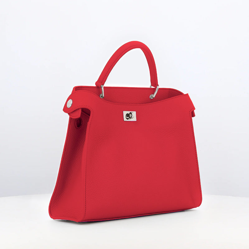LEATHER HANDBAG LUTECE PM GERANIUM