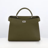 LEATHER HANDBAG LUTECE PM KHAKI