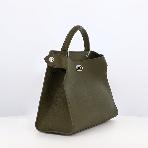 SAC À MAIN EN CUIR LUTECE PM VERT KHAKI