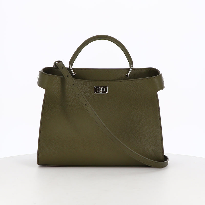 SAC À MAIN EN CUIR LUTECE PM VERT KHAKI