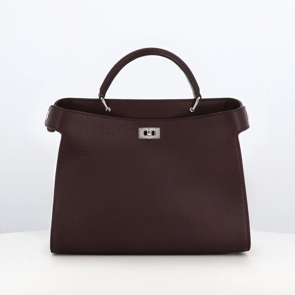 LEATHER HANDBAG LUTECE PM PRUNE