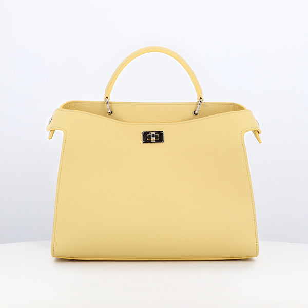 LEATHER HANDBAG LUTECE PM PASTEL YELLOW