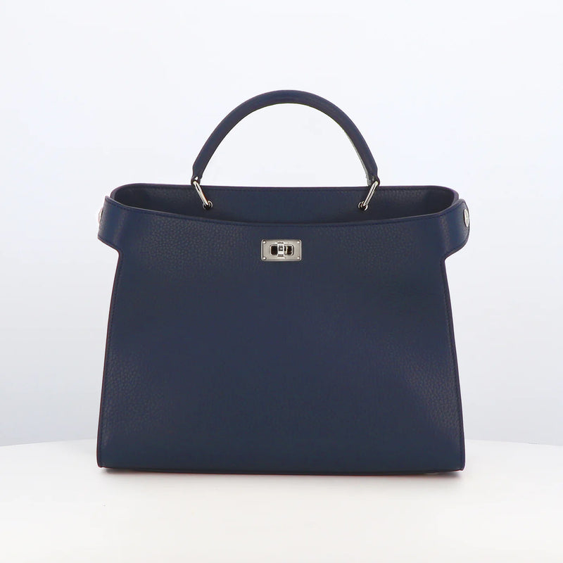 LEATHER HANDBAG LUTECE PM NAVY