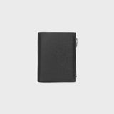 LEATHER BIFOLD ZIP WALLET BLACK