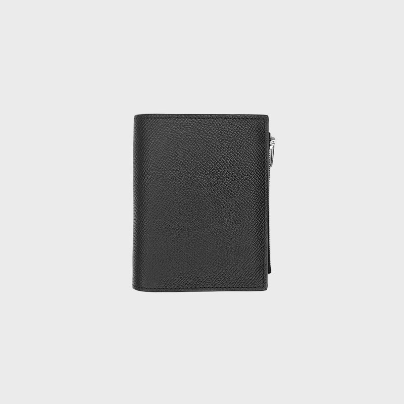 LEATHER BIFOLD ZIP WALLET BLACK