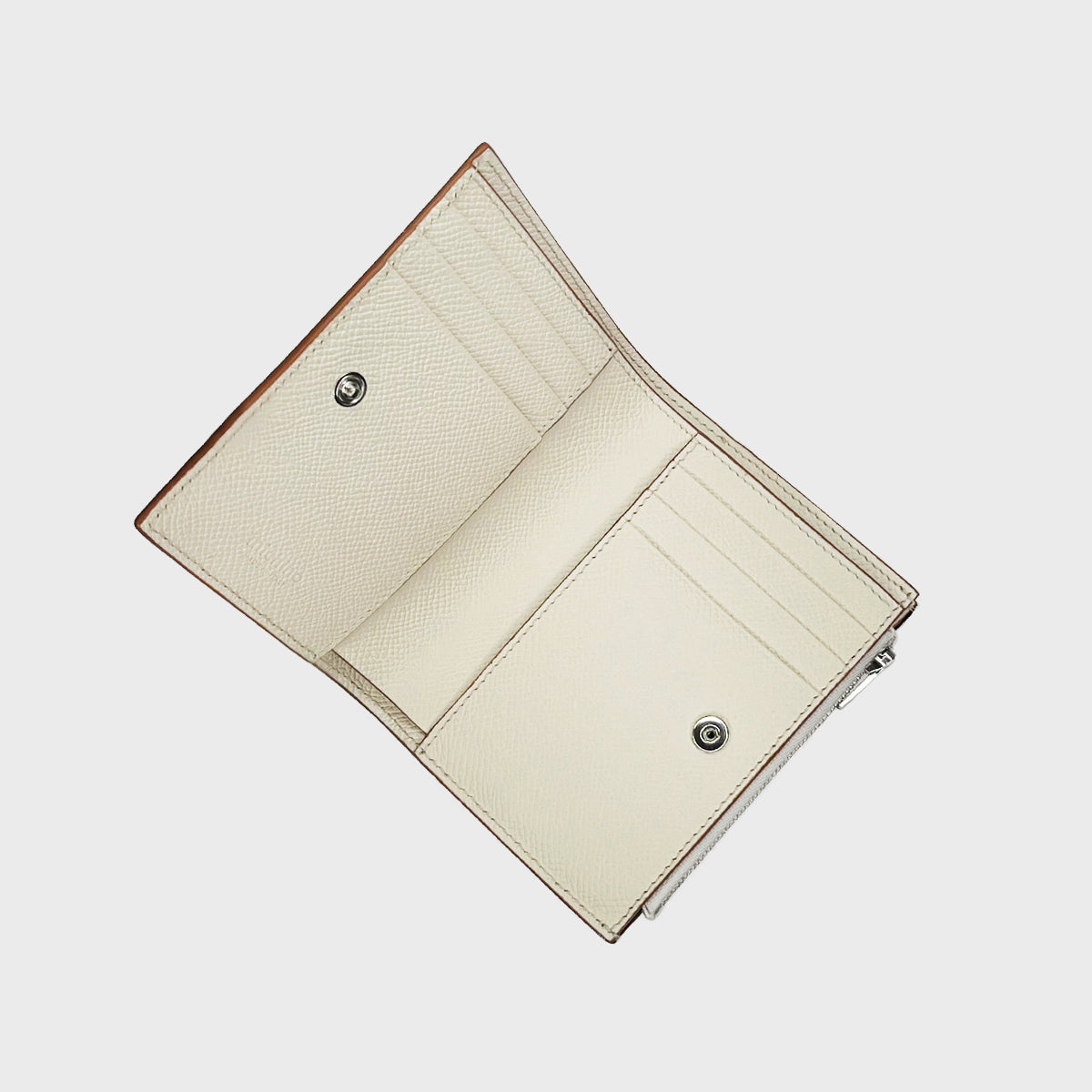 PORTEFEUILLE EN CUIR ZIPPÉ À DEUX VOLETS IVOIRE