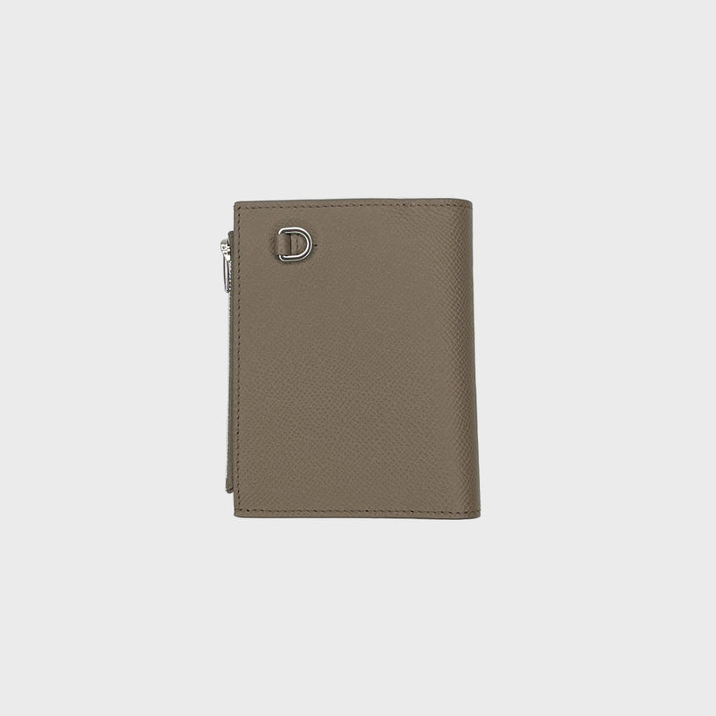 PORTEFEUILLE EN CUIR ZIPPÉ À DEUX VOLETS TAUPE