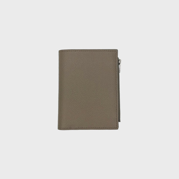 PORTEFEUILLE EN CUIR ZIPPÉ À DEUX VOLETS TAUPE