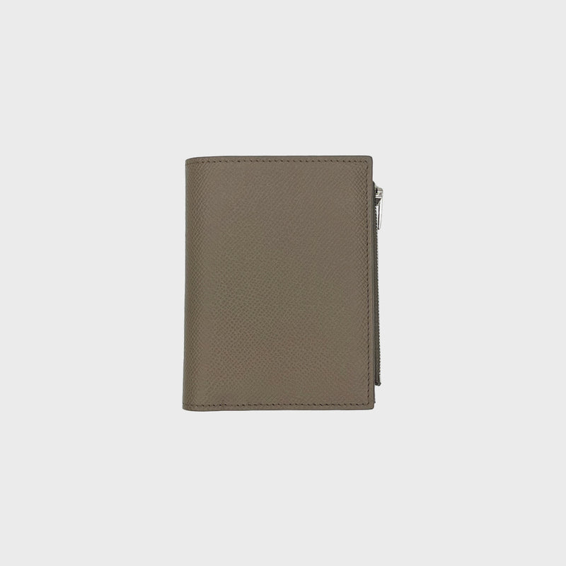 LEATHER BIFOLD ZIP WALLET TAUPE