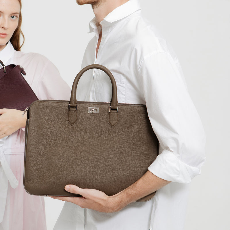 PORTE-DOCUMENTS EN CUIR ORSAY TAUPE
