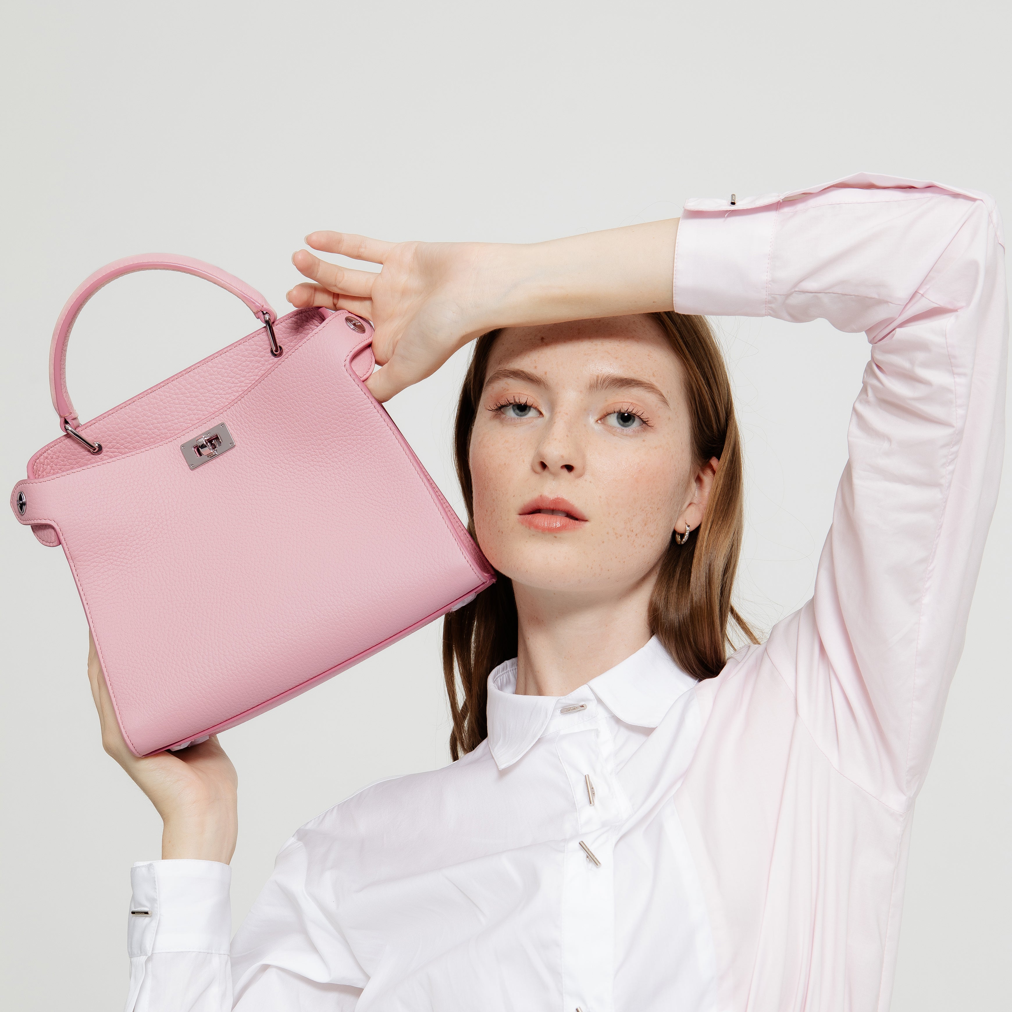 LEATHER HANDBAG LUTECE MINI LIGHT PINK
