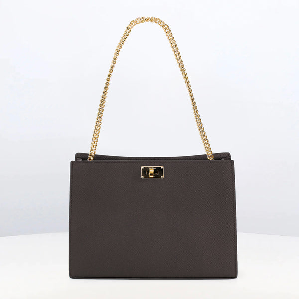 POCHETTE EN CUIR MONTAIGNE GRIS CHARBON