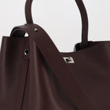 LEATHER HANDBAG ODEON LARGE PRUNE