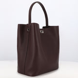 LEATHER HANDBAG ODEON LARGE PRUNE