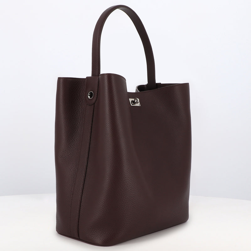 SAC SEAU EN CUIR ODÉON GM PRUNE