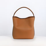 LEATHER BUCKET BAG ODEON MINI CAMEL