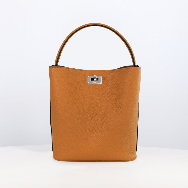 SAC SEAU EN CUIR ODÉON MINI CAMEL
